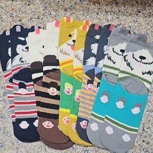 Women's Colorful Animal Dog Patterned Socks Set Size 4-10 NWOT